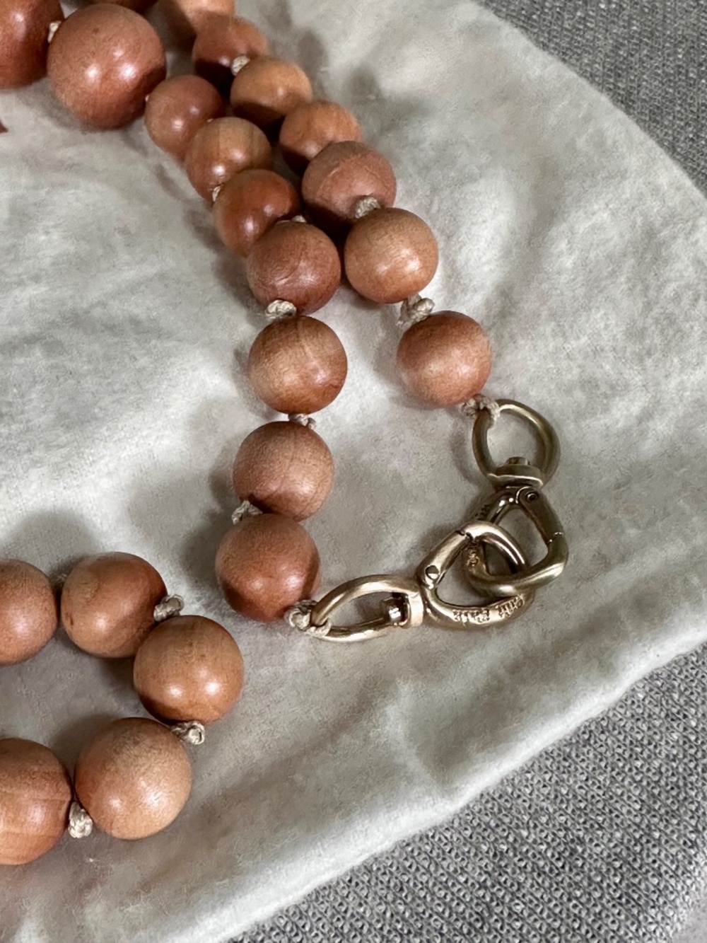 cult gaia wooden bead necklace in warm brown with gold clasp - Picture 9 of 12